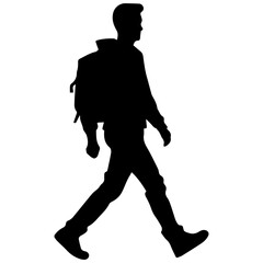 Fototapeta na wymiar man walking alone silhouette illustration