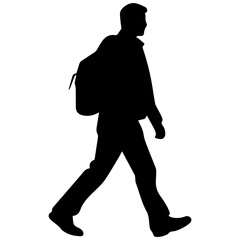 man walking alone silhouette illustration