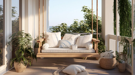 Relaxation design green house terrace home summer patio garden sofa furniture - obrazy, fototapety, plakaty