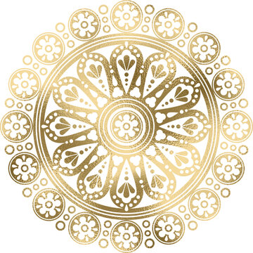 Rosette, Mandala in gold, transparenter Hintergrund
