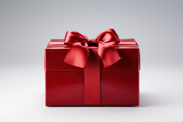Obraz premium red gift box with ribbon. Generative Ai