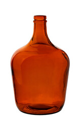 empty bottle made of brown glass, isolated on a white background