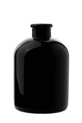 empty bottle made of brown glass, isolated on a white background
