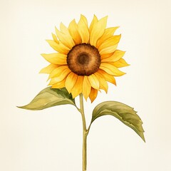 sunflower watercolor illustration clip art isolated on white background