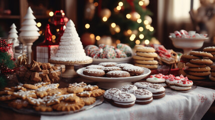 Obraz na płótnie Canvas christmas cookies on table