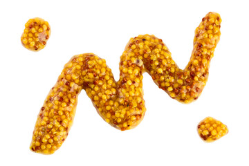 french mustard isolated on white background with full depth of field. Top view. Flat lay.