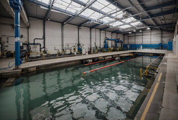An Industrial Wastewater Treatment Plant Effectively Cleansing Water Before Its Safe Discharge - obrazy, fototapety, plakaty
