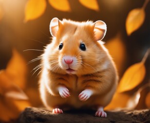 very beautiful portrait of an extremely cute and adorable golden hamster,