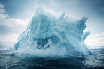 Arctic iceberg melting, causing rising sea levels. Generative AI - obrazy, fototapety, plakaty