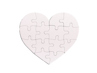 Full completed puzzle of heart shape isolated on white