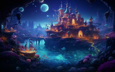 Bioluminescent Underwater City