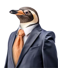Deurstickers A penguin dressed in a formal suit and tie © LUPACO PNG