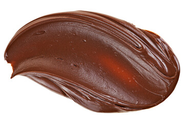 Hazelnut cream isolated on a white background, top view. Cream chocolate spreading.