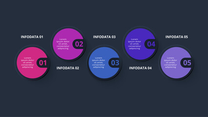 Creative concept for infographic with 5 steps, options, parts or processes. Business data visualization.