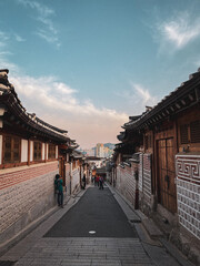 Historical street in Seoul, Korea. Bukchon Hanok village.