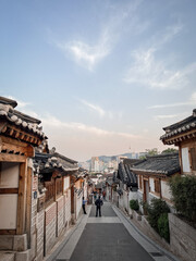 Historical street in Seoul, Korea. Bukchon Hanok village.