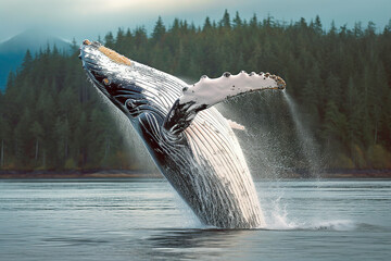 Fototapeta premium Majestic Humpback Whale Breaching