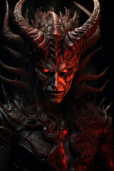 A portrait of the devil with horns