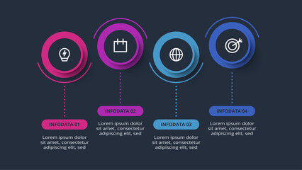 Creative concept for infographic with 4 steps, options, parts or processes. Business data visualization.