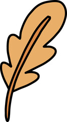 Retro Autumn groovy leaf cartoon illustration. Oak , maple leaves doodle element, png. Fall foliage 70s line art old animation style. Vintage comic avatar. Isolated - 647406696