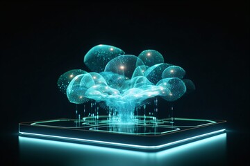 3d hologram projection of fungi or mushroom-like structures for biological and medical research
