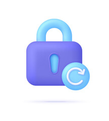 3D Password reset illustration. Update personal data concept. Getting a new username and password for an account.