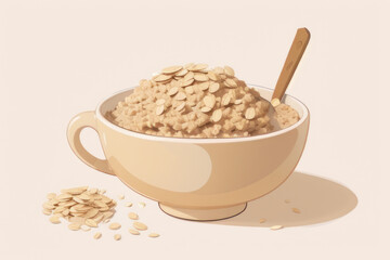 Stylized bowl of Oatmeal, Generative AI