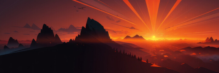 Fantastical mountain landscape within a magical land, Generative aI