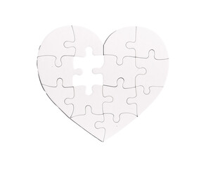 Lacking missing puzzle piece in heart jigsaw