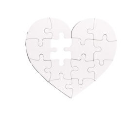 Lacking missing puzzle piece in heart jigsaw