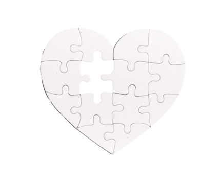 Lacking missing puzzle piece in heart jigsaw