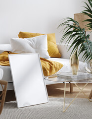 Obrazy na Plexi  Home mockup, interior background, Scandinavian style , 3d render