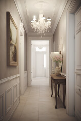 Classic style hallway interior in a hotel or house.