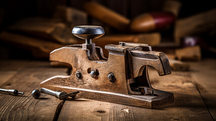 Fototapeta na wymiar wooden vintage hammer on the table.