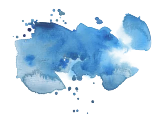 Foto op Plexiglas PNG Ink watercolor hand drawn drops painting blot. Wet blue color paper texture stain on transparent background. © Liliia