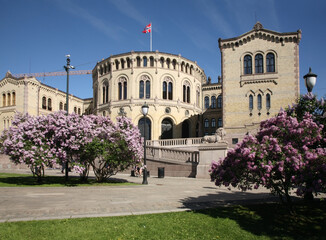 Storting building (Stortingsbygningen) - building of parliament of Norway in Oslo. Norway - 647412471