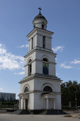 Fototapeta na wymiar Moldova. Chisinau. The Nativity of Christ Metropolitan Cathedral. Four-level Bell Tower