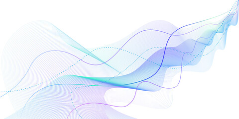 Data visualization, Cyberspace, Big data and analytics, Digital era, Information technology, Innovative concepts. Purple-blue-green gradient wave lines for banner, presentation, template, web design