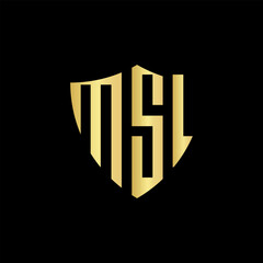 MSL letter logo design with golden 