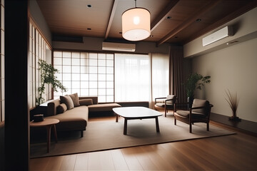 Naklejka na ściany i meble Japan style interior of living room in modern luxury house.