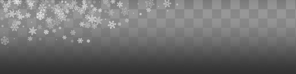 Silver Snowfall Vector Gray Panoramic Background.