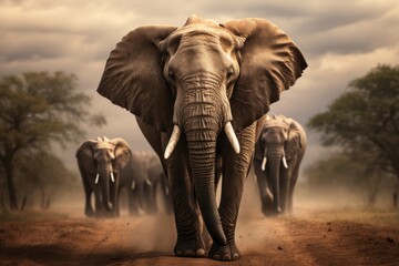 Fototapeta na wymiar Majestic Wilderness: Capturing the Grandeur of Elephants - AI Generated