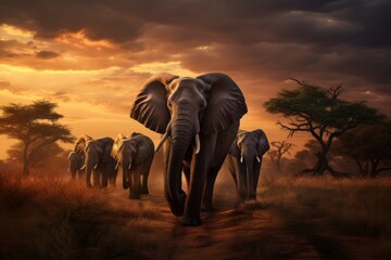 Majestic Wilderness: Capturing the Grandeur of Elephants - AI Generated