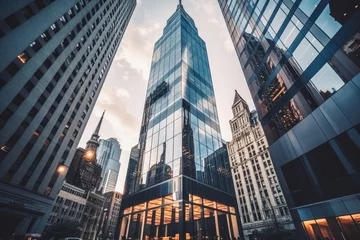 Low angle of tall building in Manhattan © VisualProduction