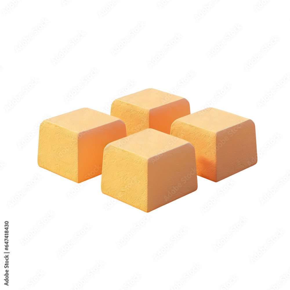 Poster isolated on a transparent background a realistic 3d rendering of three yellow lock paving bricks