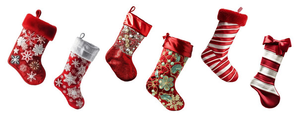 set of christmas stocking sock with festive patterns - Powered by Adobe