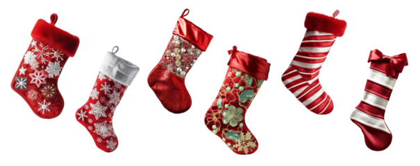 set of christmas stocking sock with festive patterns