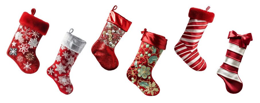 set of christmas stocking sock with festive patterns