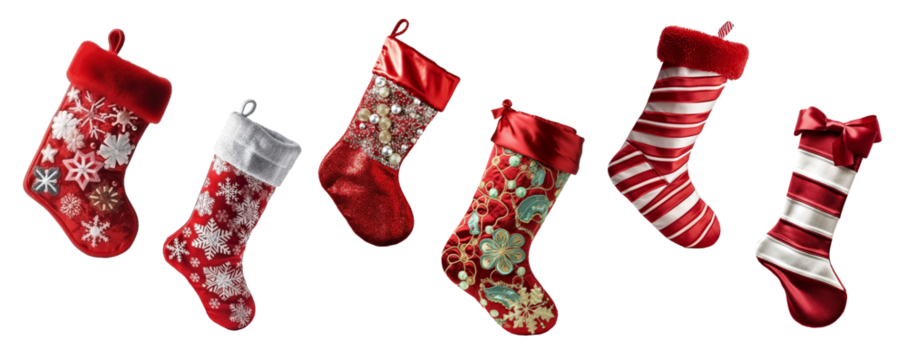 set of christmas stocking sock with festive patterns