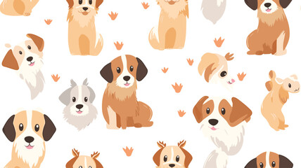 Cute funny dog. Vector seamless pattern on white background